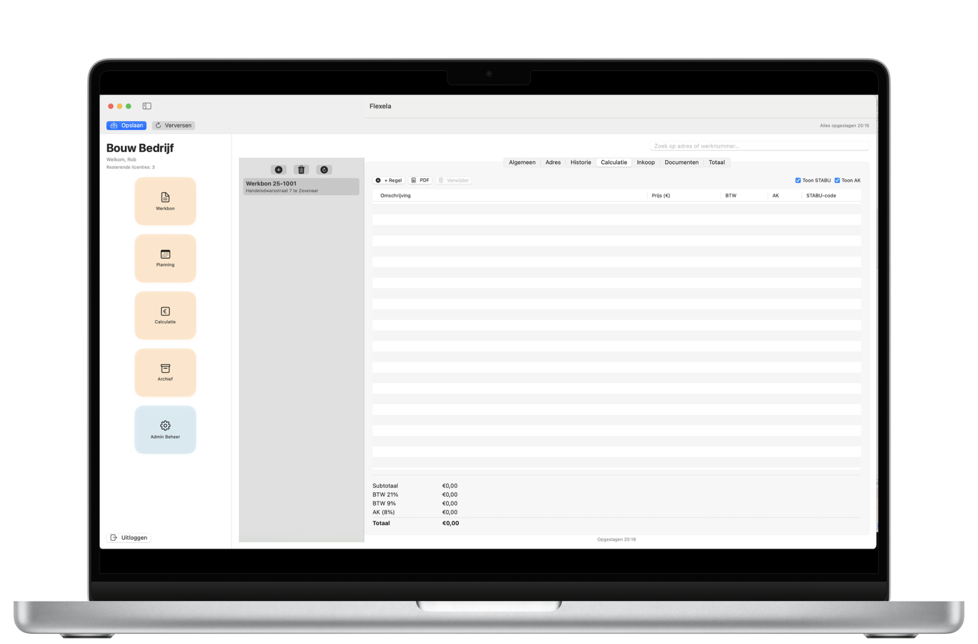Calculatie in de werkbon